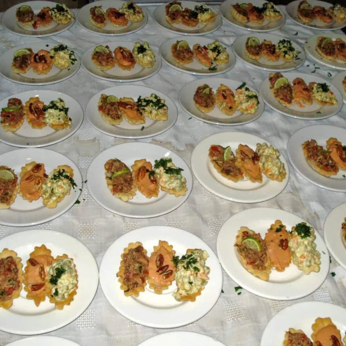 Platos preparados y dispuestos para el servicio de banquete